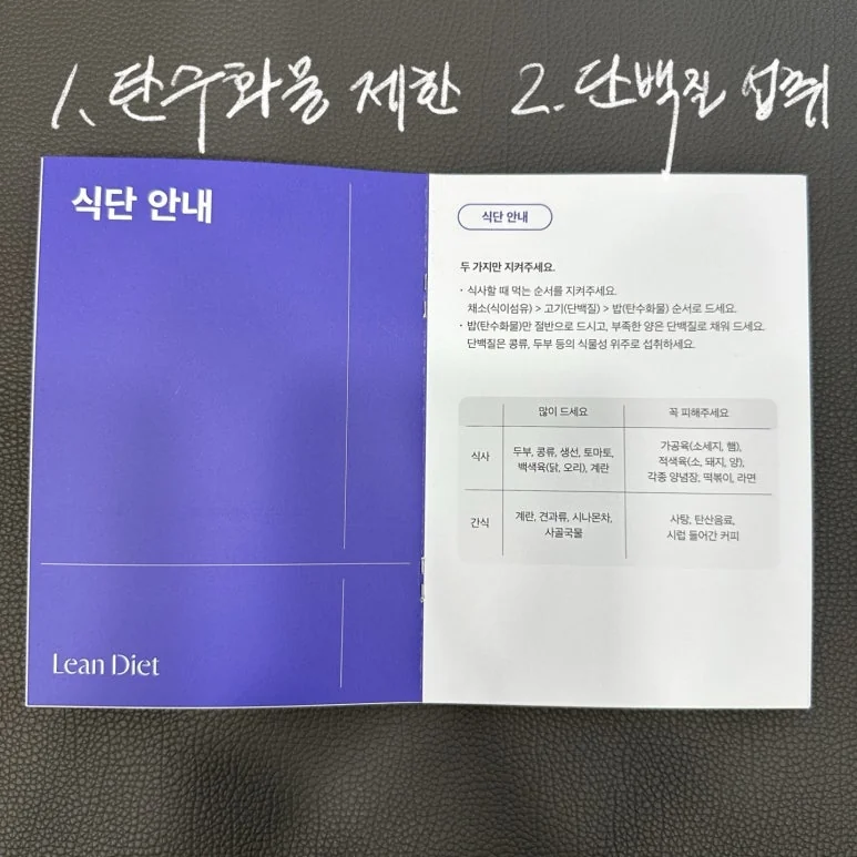 당시 진료에서 사용한 생활 관리 안내문